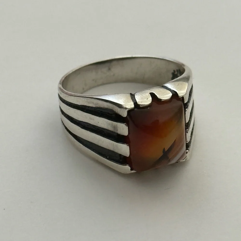 925 Sterling silver ring red stone